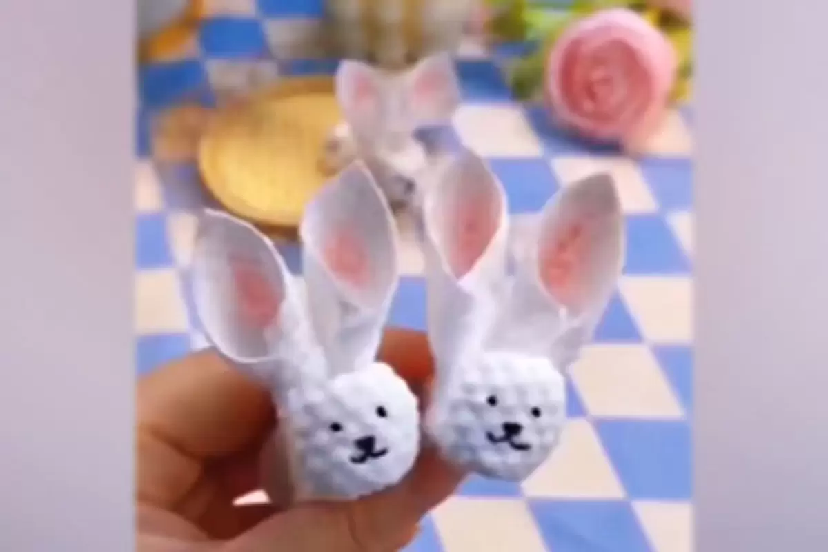 آموزش ساخت خرگوش بچگانه با دستمال کاغذی + فیلم