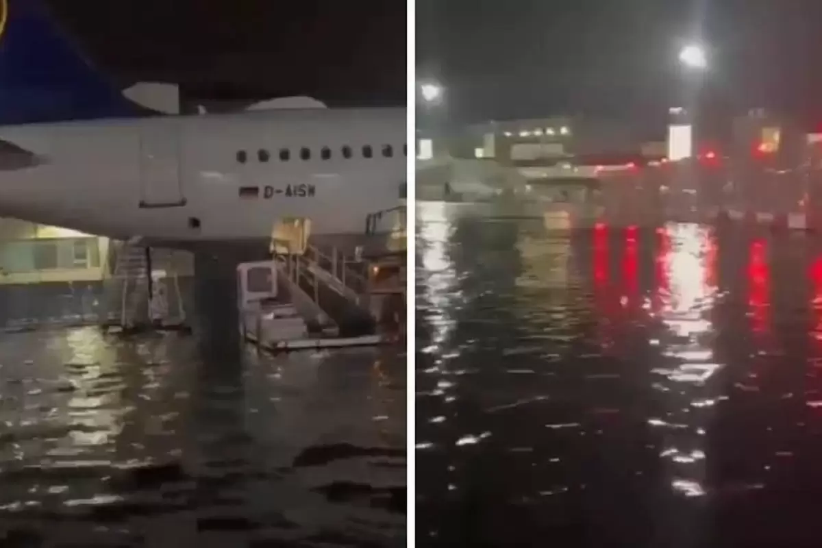 (ویدئو) فرودگاه فرانکفورت زیر آب رفت