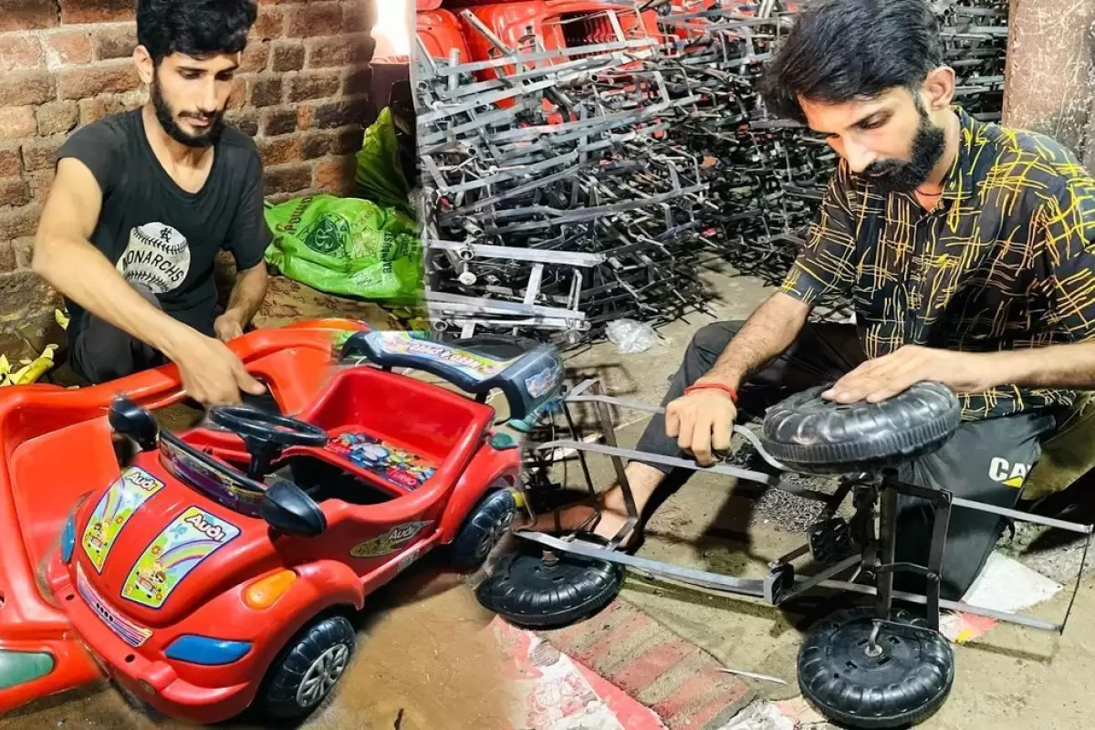 (ویدئو) پاکستانی‌ها به این شکل ماشین‌های چهار چرخ کودک تولید می‌کنند