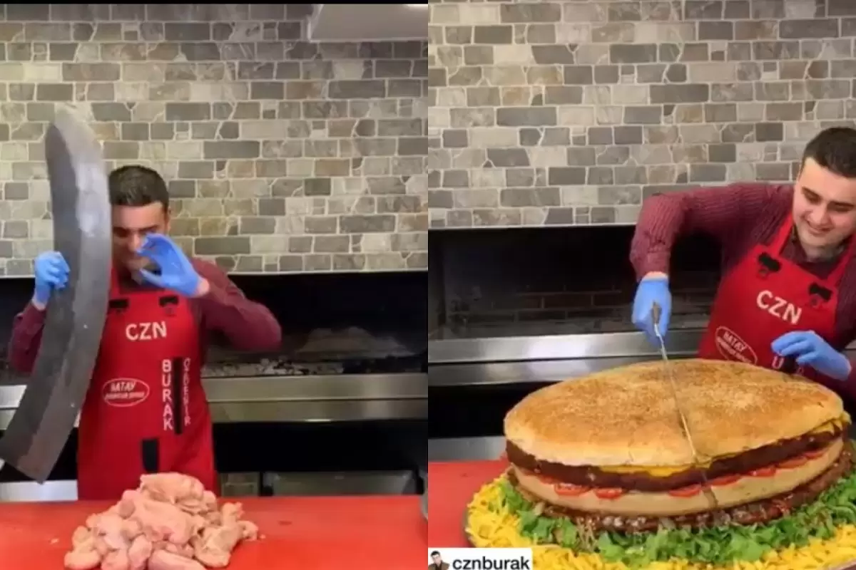 (ویدئو) پخت برگر غول پیکر توسط بوراک، آشپز مشهور ترکیه ای