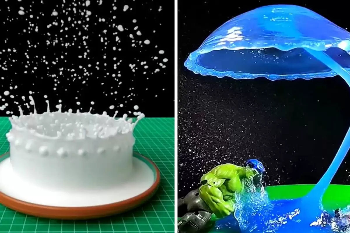 (ویدئو) ببینید چگونه برخورد اجسام با مایعات اشکال حیرت انگیز و باورنکردنی ایجاد می کند