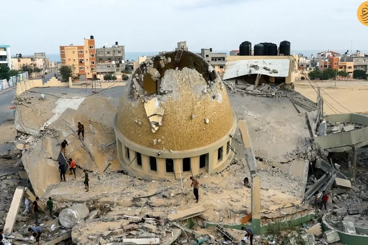 (ویدئو) حمله ویرانگر اسرائیل به مسجدی در غرب غزه