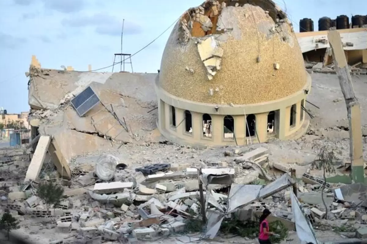 ببینید | تصاویر تلخ از ویرانی مسجد سلیم ابومسلم در بیت لاهیا در پی حمله صهیونیست‌ها