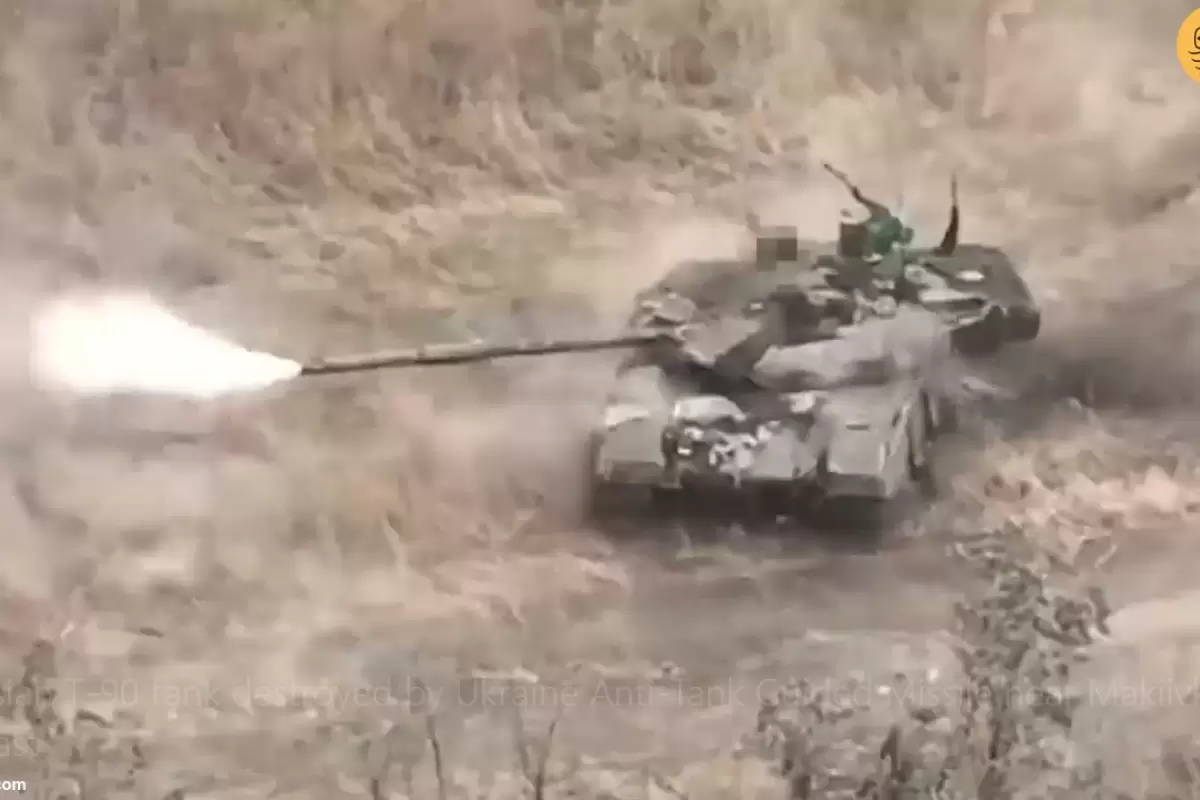 انهدام تانک روس توسط موشک هدایت شونده اوکراین