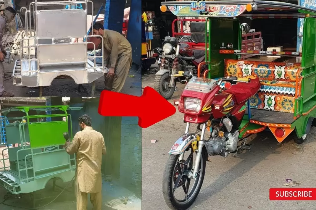 (ویئو) ببینید پاکستانی ها چگونه ریشکا، سه چرخه های 6 نفره را در کارگاه تولید می کنند!