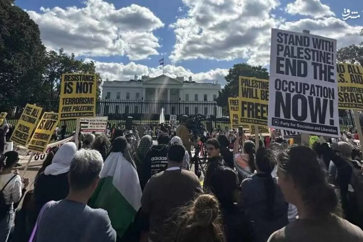 تظاهرات مقابل کاخ سفید برای حمایت از غزه/ ویدئو