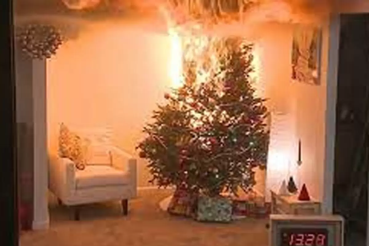 ببینید | لحظه ترسناک آتش گرفتن درخت کریسمس در چند ثانیه