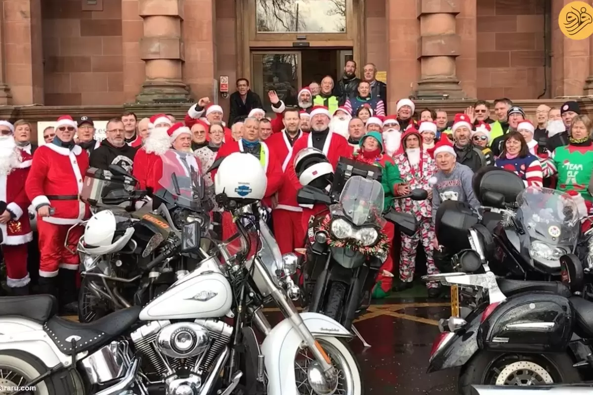 (ویدئو) موتورسواری صدها بابانوئل