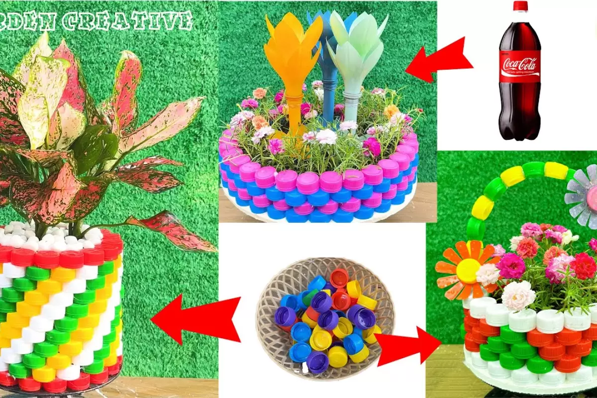 (ویدئو) چگونه با در پلاستیکی نوشابه و سیمان یک گلدان زیبا در خانه بسازیم؟