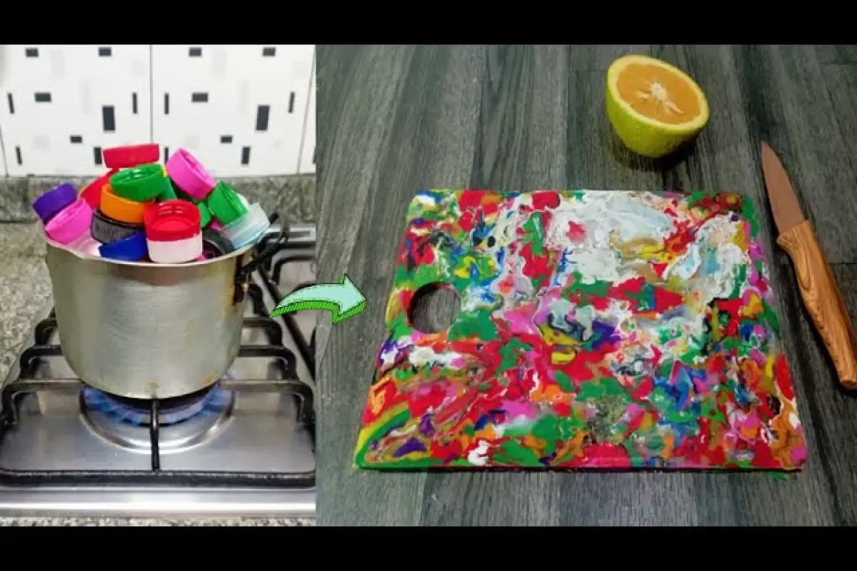 (ویدئو) چگونه در پلاستیکی نوشابه را در ماهیتابه ذوب کنیم و یک تخته برش بسازیم؟