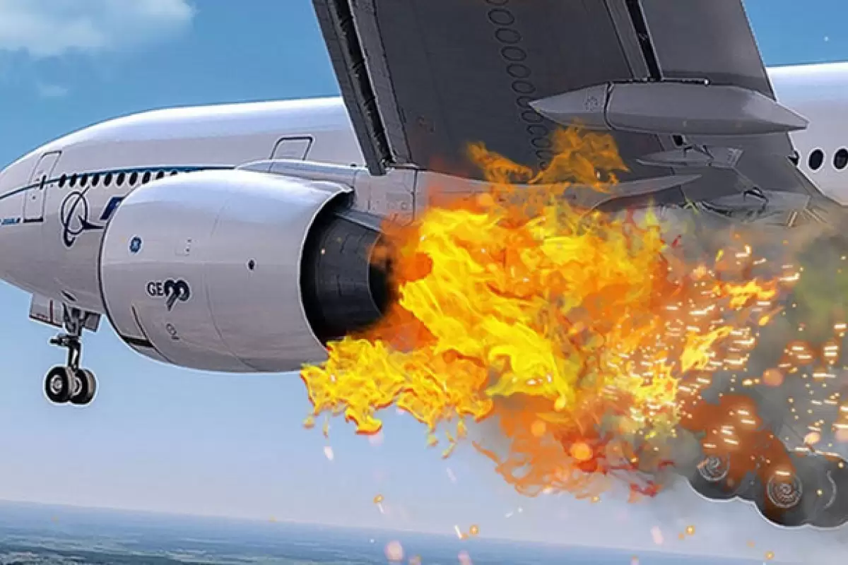 ببینید | آتش گرفتن یک هواپیما در آسمان آمریکا