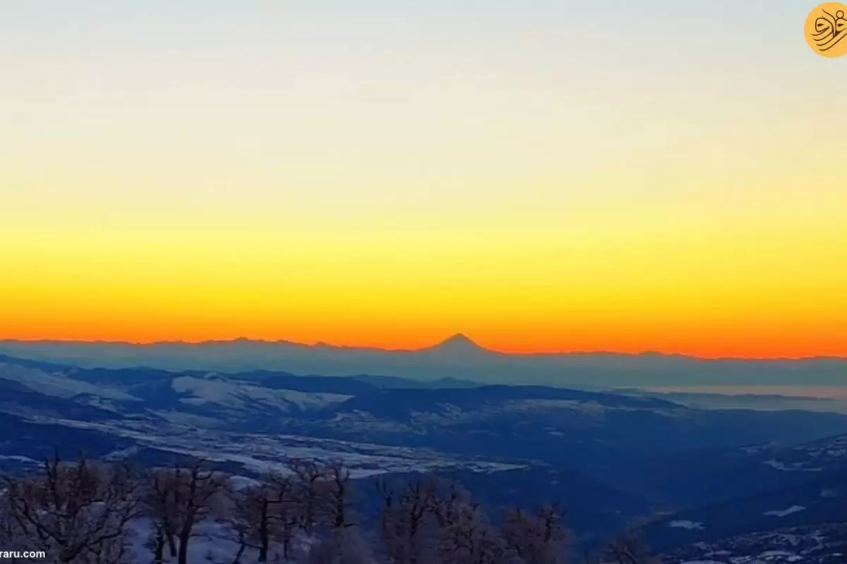 (ویدئو) غروب زیبای دماوند از فاصله ۲۵۰ کیلومتری