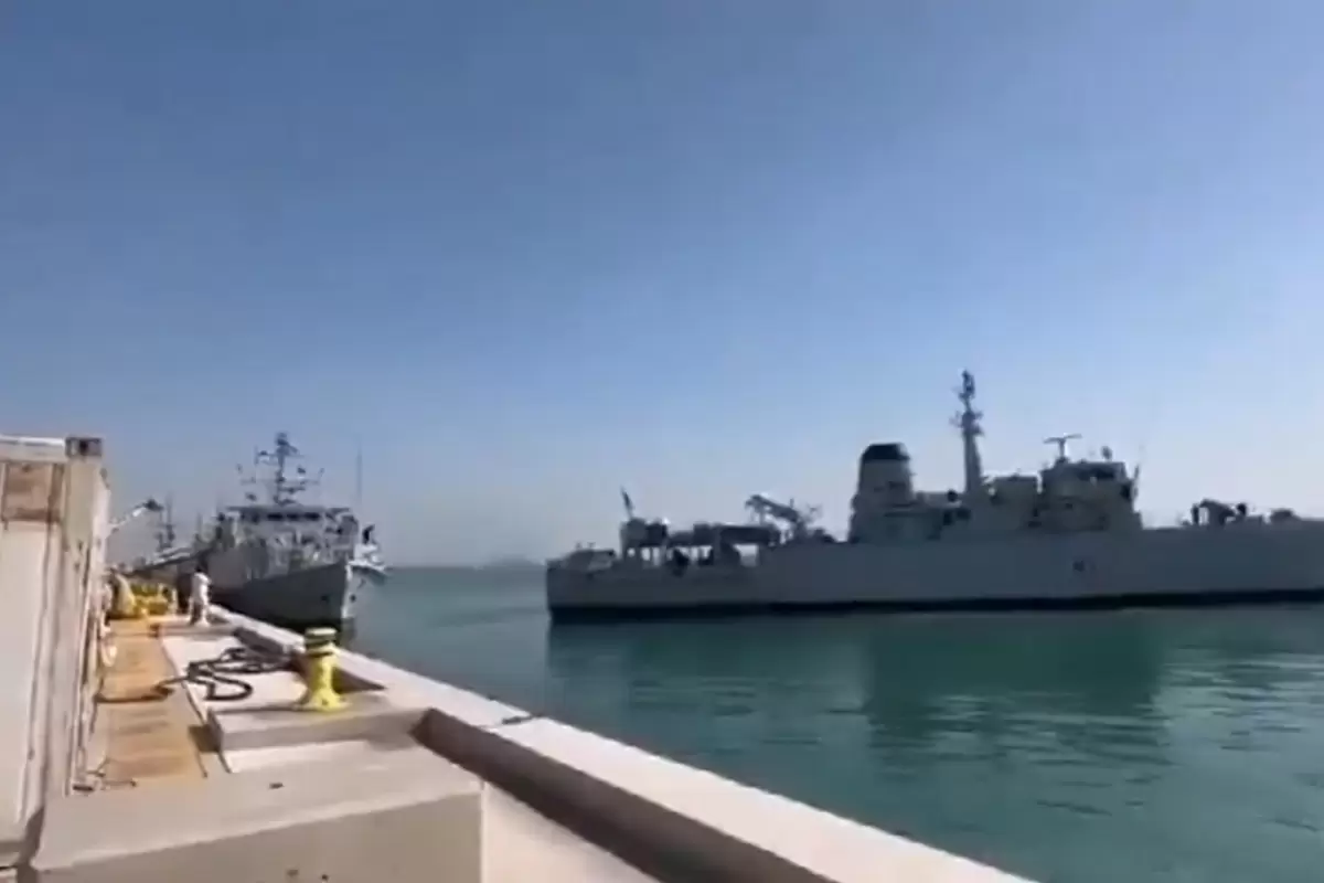 (ویدئو) لحظه برخورد دو کشتی انگلیسی با یکدیگر در بحرین