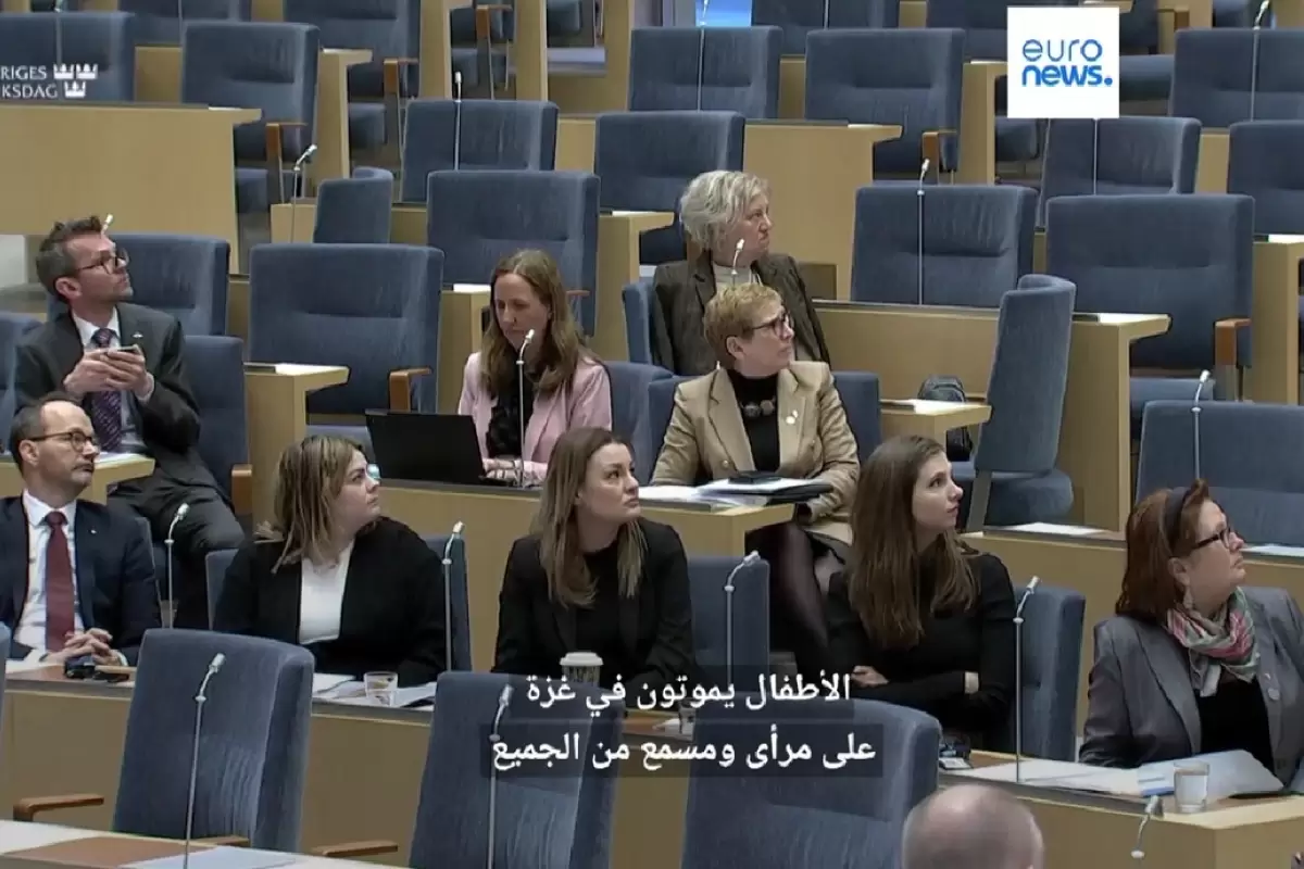 (ویدئو) مخالفان اسرائیل سخنرانی وزیر خارجه سوئد را قطع کردند