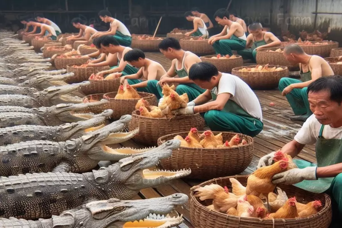 (ویدئو) نمایی از پرورش و پردازش هزاران تمساح در یک مزرعه بزرگ چینی