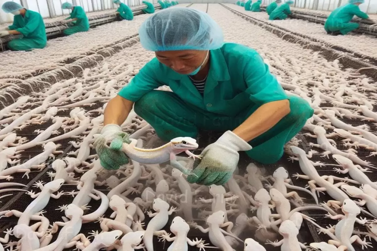 (ویدئو) فرآیند پرورش میلیون ها مارمولک توسط چینی ها برای گوشت بیشتر