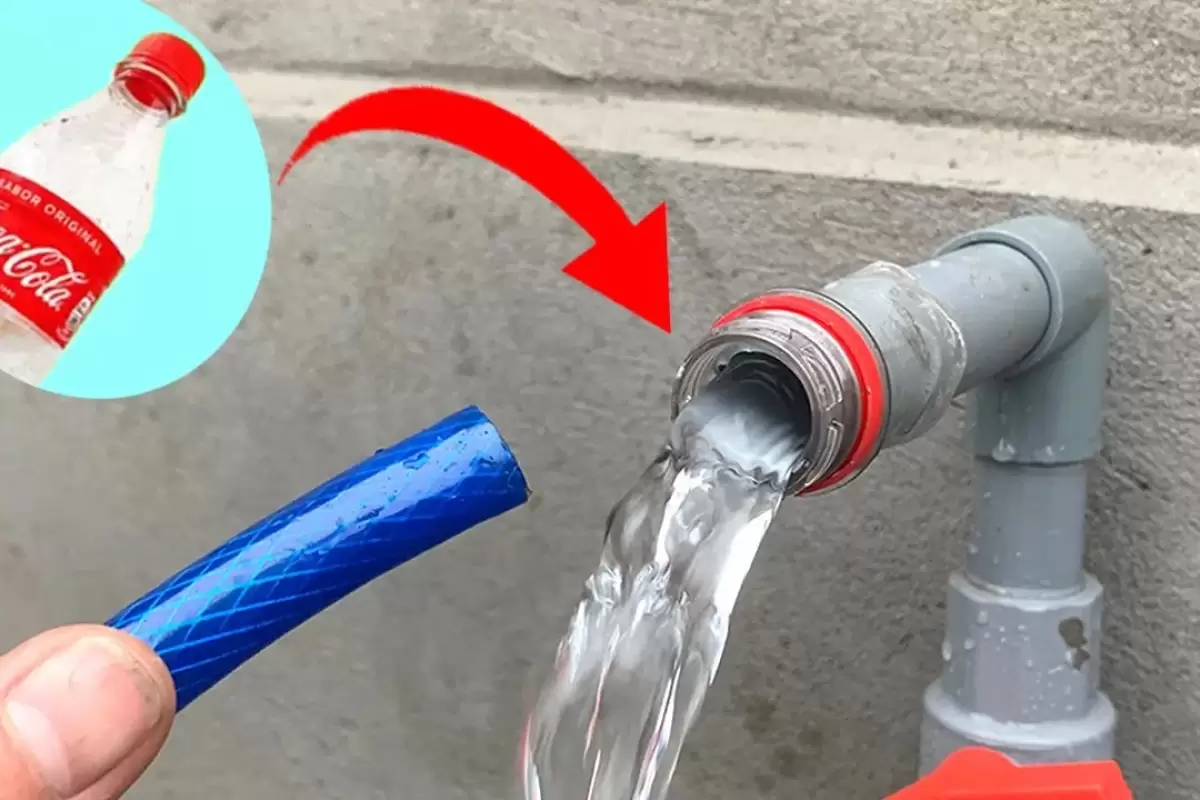 (ویدئو) چطور شلنگ را با کمک بطری نوشابه به لوله آب پلاستیکی وصل کنیم؟