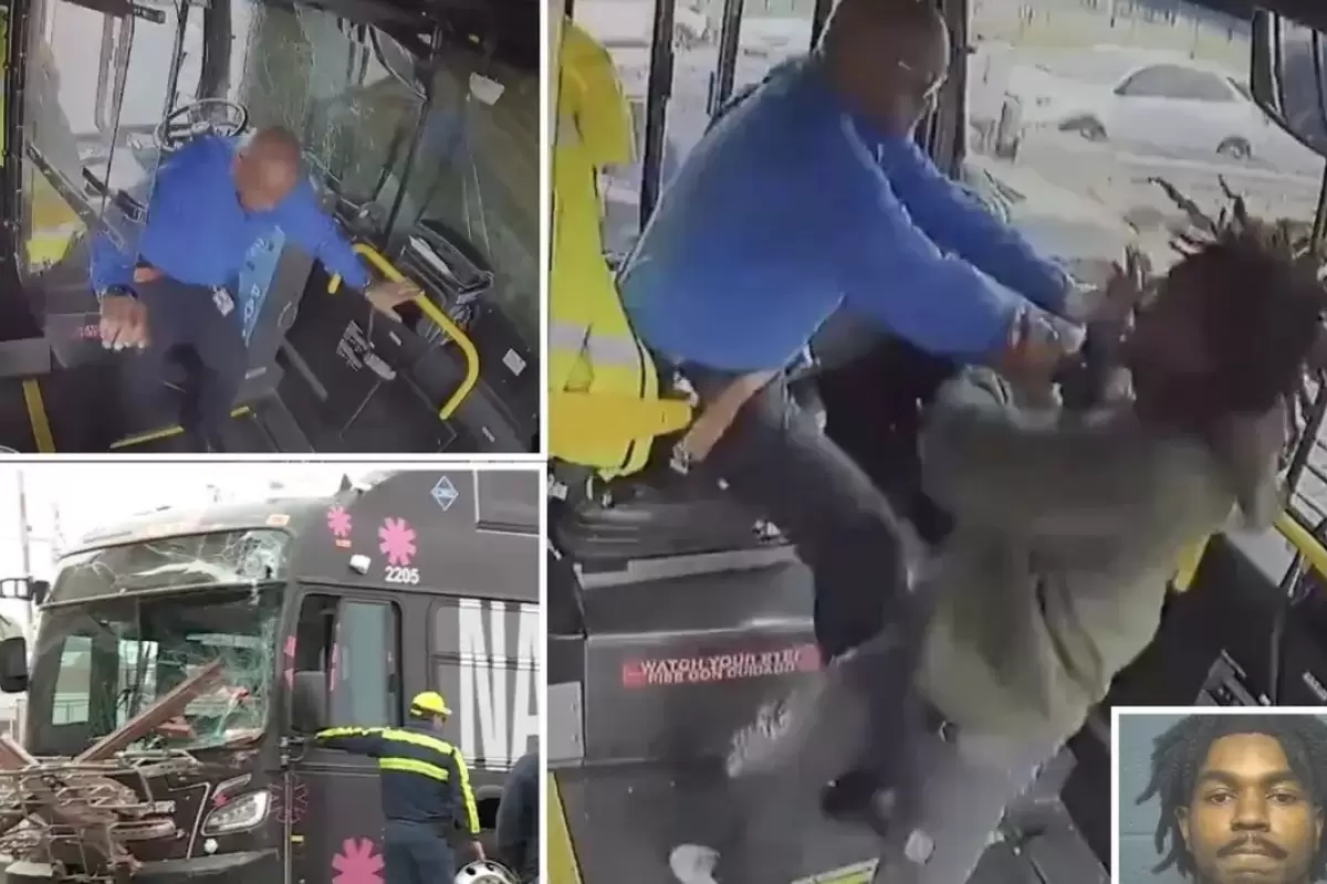 (ویدئو) درگیری مسافری با راننده اتوبوس منجر به تصادف شد