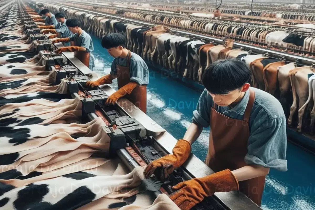 (ویدئو) فناوری مدرن دباغی پوست گاو برای تهیه چرم در یک کارخانه بزرگ مکزیکی