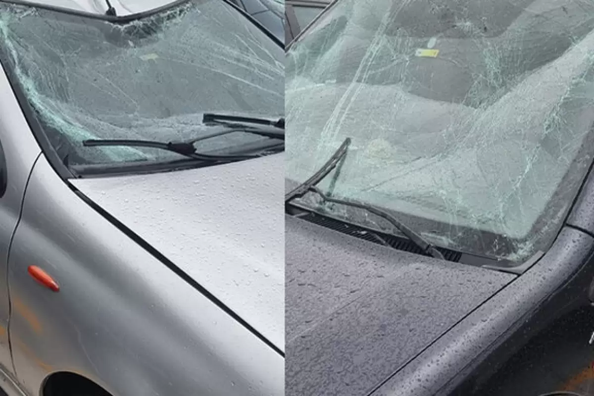 ببینید | شکسته شدن شیشه خودرو بر اثر طوفان شدید
