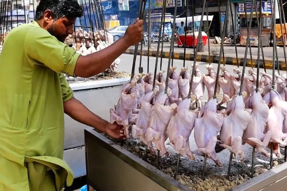 (ویدئو) غذای خیابانی در پاکستان؛ کباب ۲۰ مرغ در کراچی