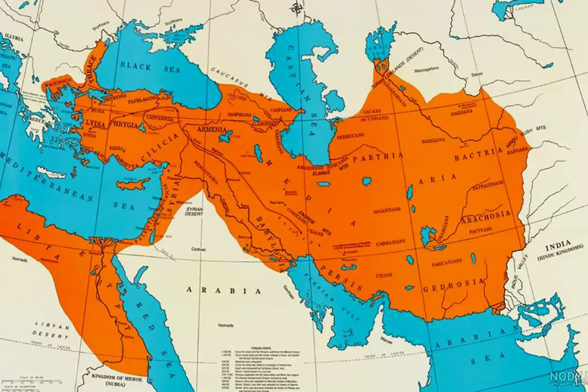 (عکس) نقشه ایران در زمان هخامنشیان؛ کشور هایی که روزی متعلق به کشور ایران بودند