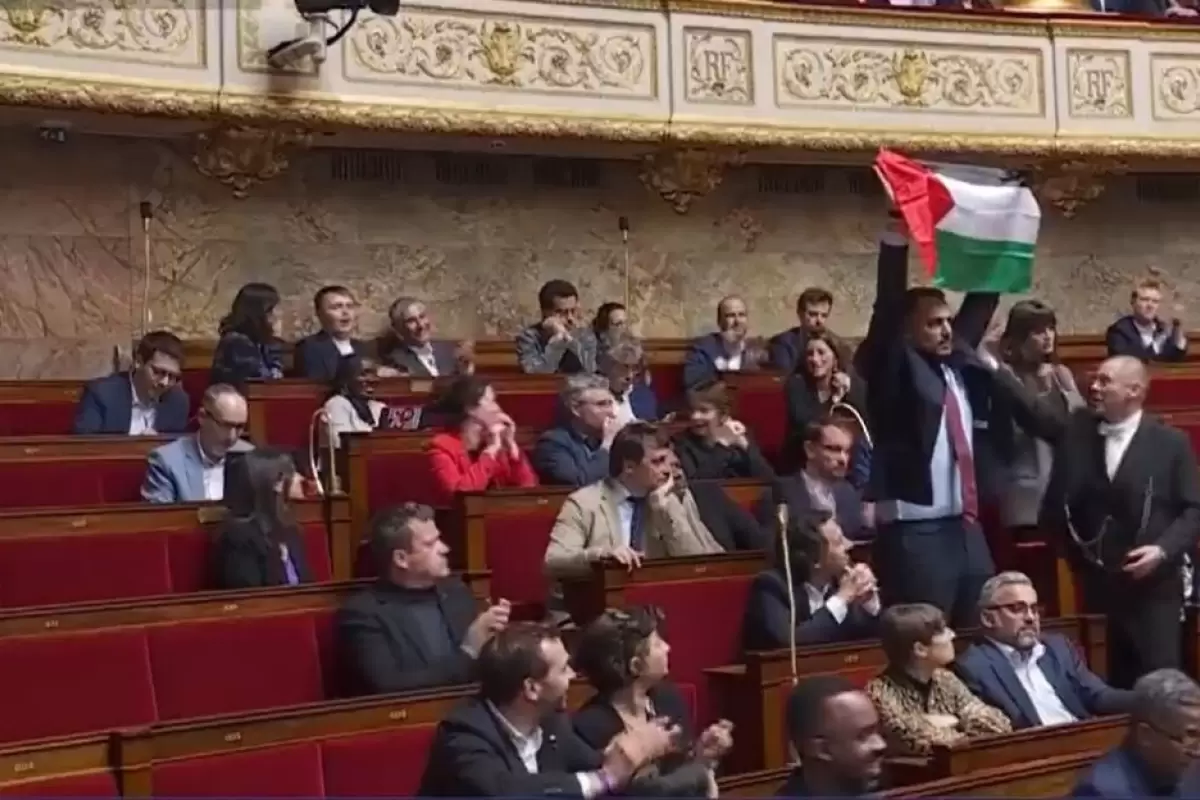 (ویدئو) پرچم فلسطین در پارلمان فرانسه به اهتزاز درآمد