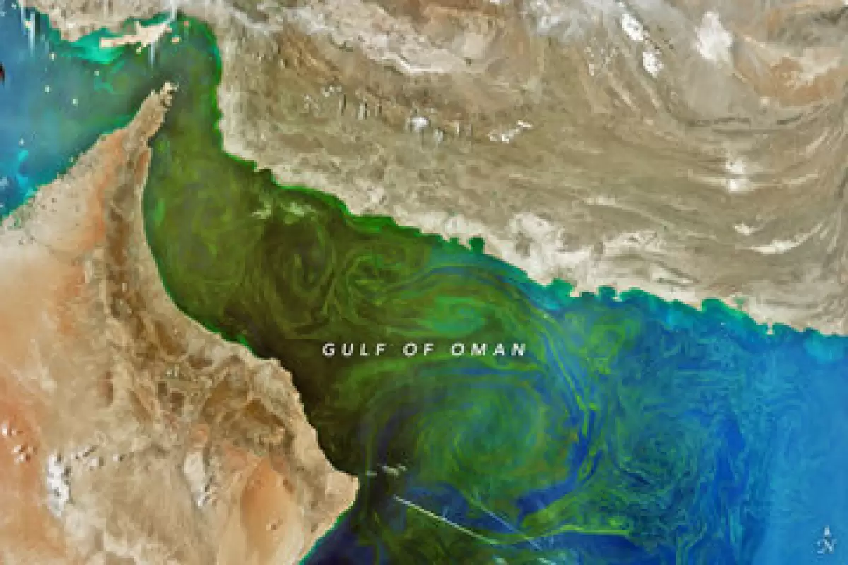 (عکس) چشم‌انداز رنگ‌رنگ ناسا از تنگه هرمز و دریای عمان