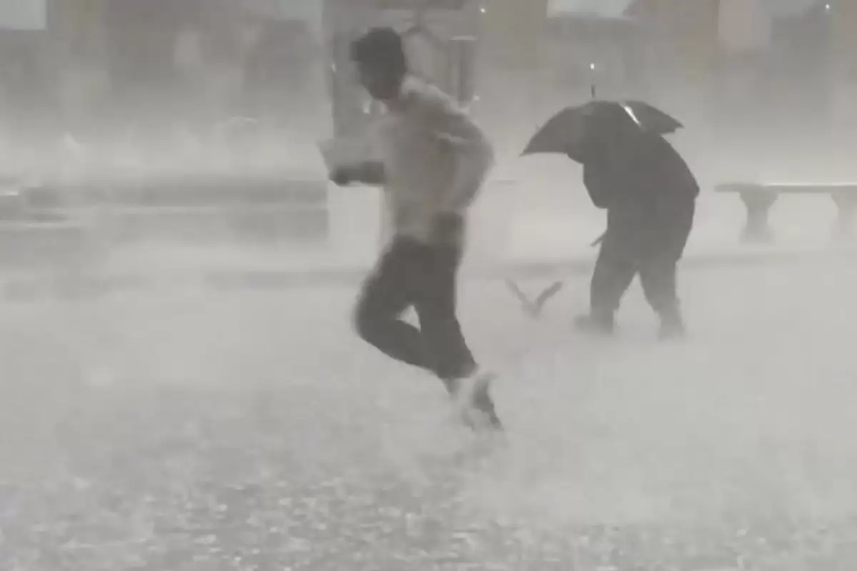 (ویدئو) بارش شدید تگرگ در حرم امام رضا(ع) و تلاش برای نجات کبوتر‌ها