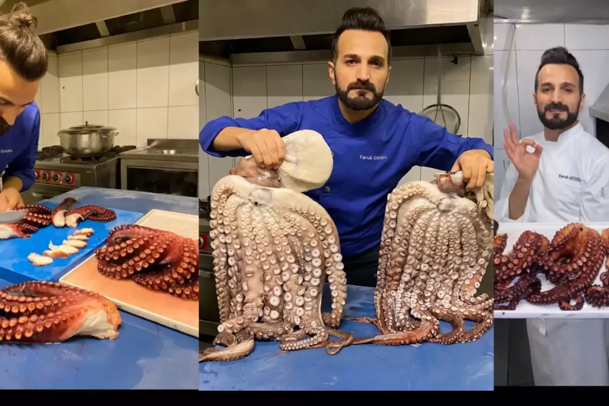(ویدئو) غذای خیابانی در ترکیه؛ پخت اختاپوس به روش آشپز مشهور استانبولی