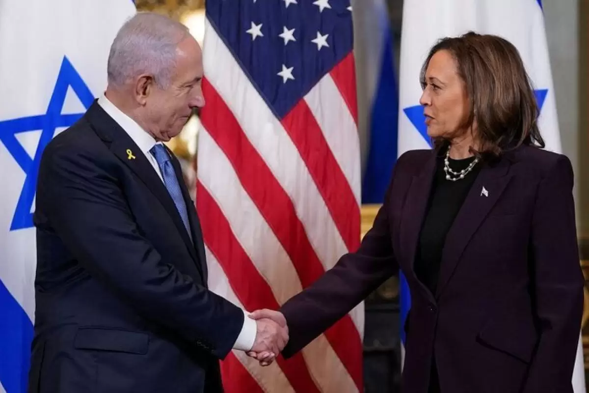 ببینید | لبخندهای نتانیاهو در دیدار با کامالا هریس