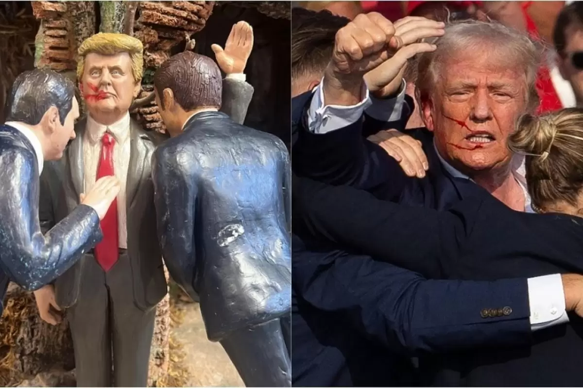 (ویدئو) تمثال ترور دونالد ترامپ در ناپل ایتالیا