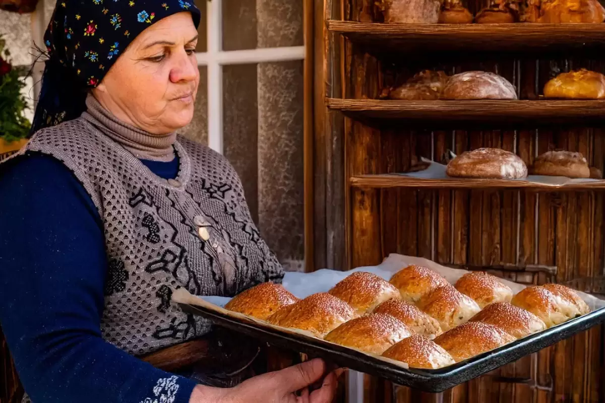 (ویدئو) پخت شیرینی سنتی بادامبورا توسط مادر بزرگ روستایی آذربایجانی