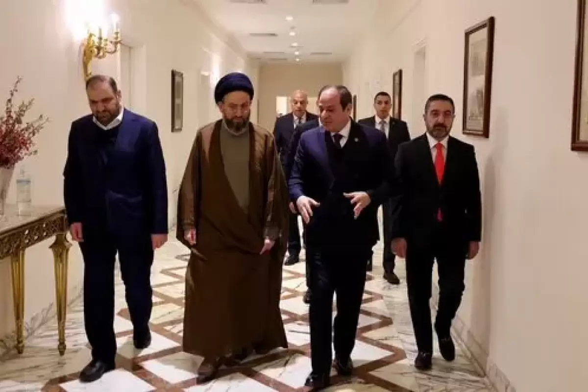 دیدار و رایزنی رئیس جمهور مصر با عمار حکیم درباره غزه