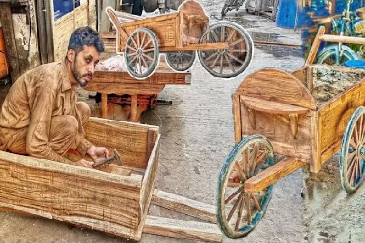 (ویدئو) نحوه درست کردن گاری دستی چوبی به شیوه استاد پاکستانی