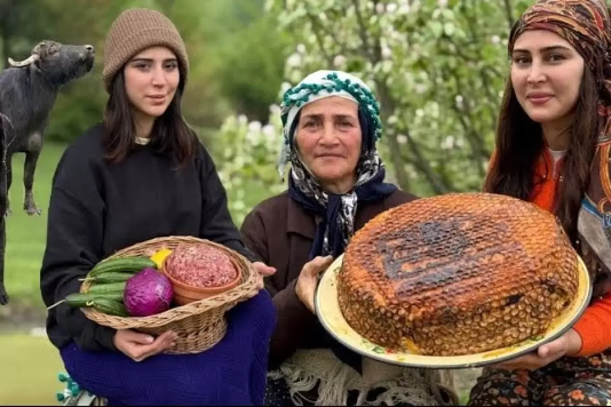 ببینید؛ غذای روستایی در ایران؛ پخت لوبیا پلو در دل طبیعت سرسبز گیلان