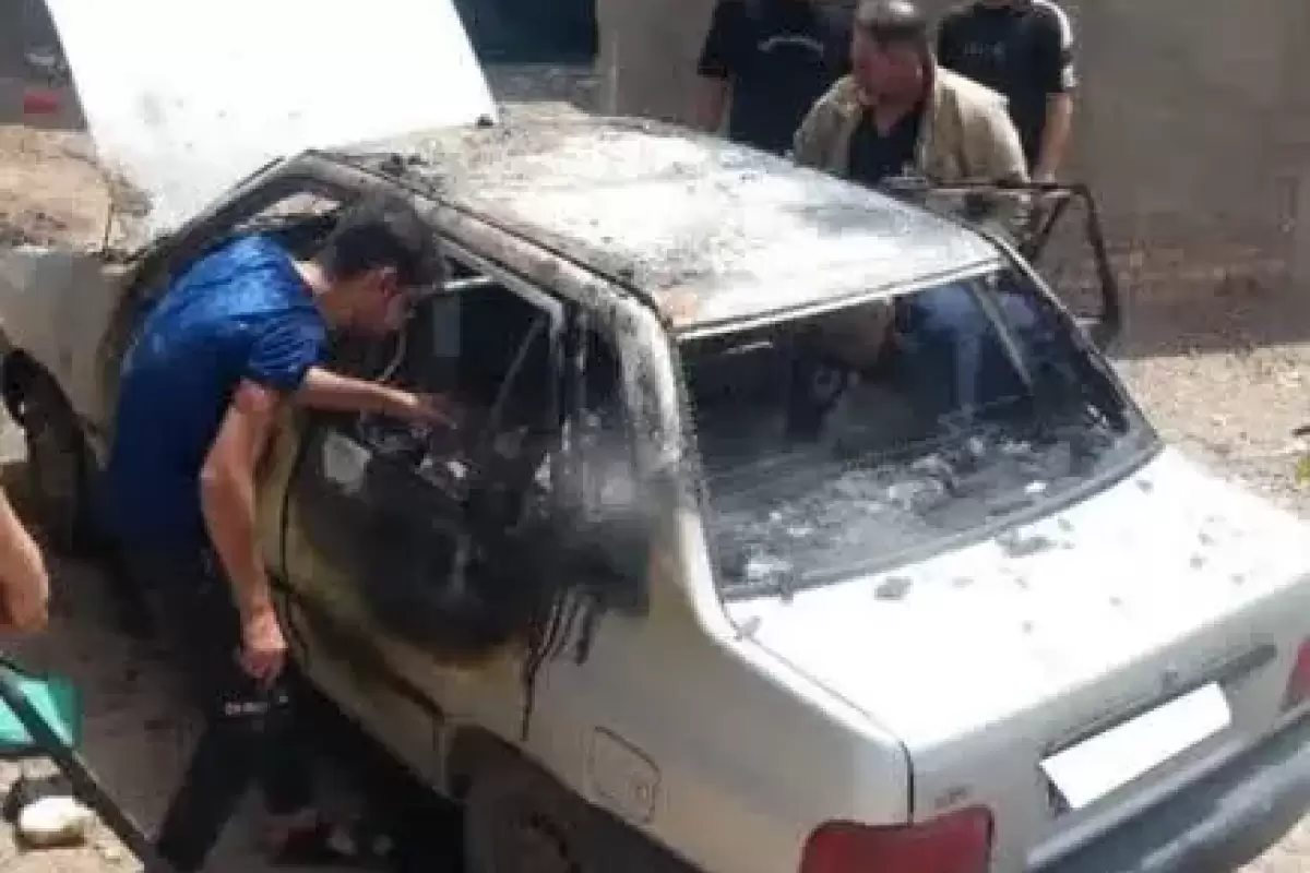 انفجار موبایل، پراید را به آتش کشید