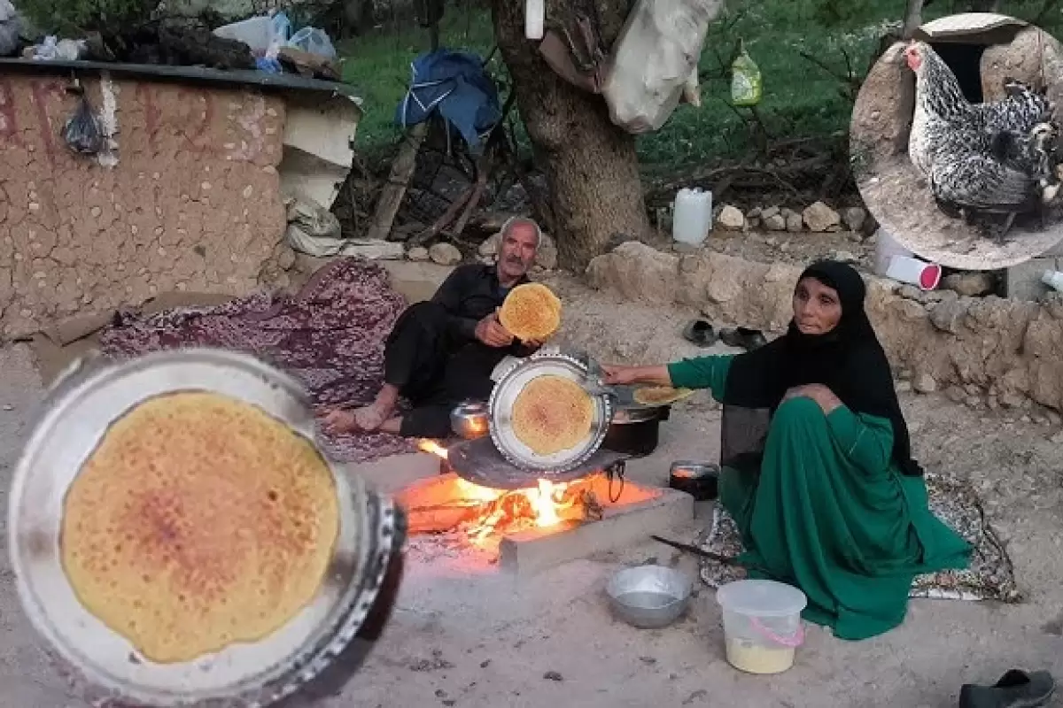 ببینید؛ غذای روستایی در ایران؛ نگاهی به نحوه پخت نان سنتی توسط عشایر