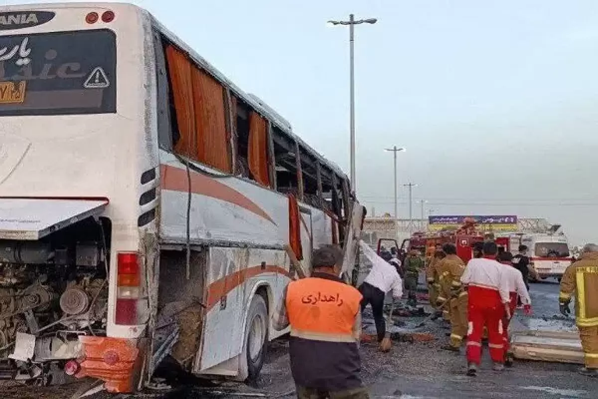 حادثه رانندگی برای اتوبوس دانش‌آموزان در محور قزوین