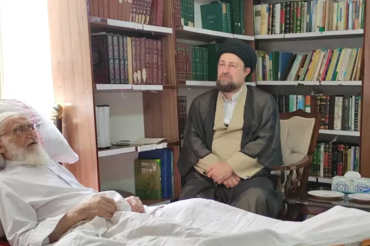 عیادت سیدحسن خمینی از آیت الله نوری همدانی