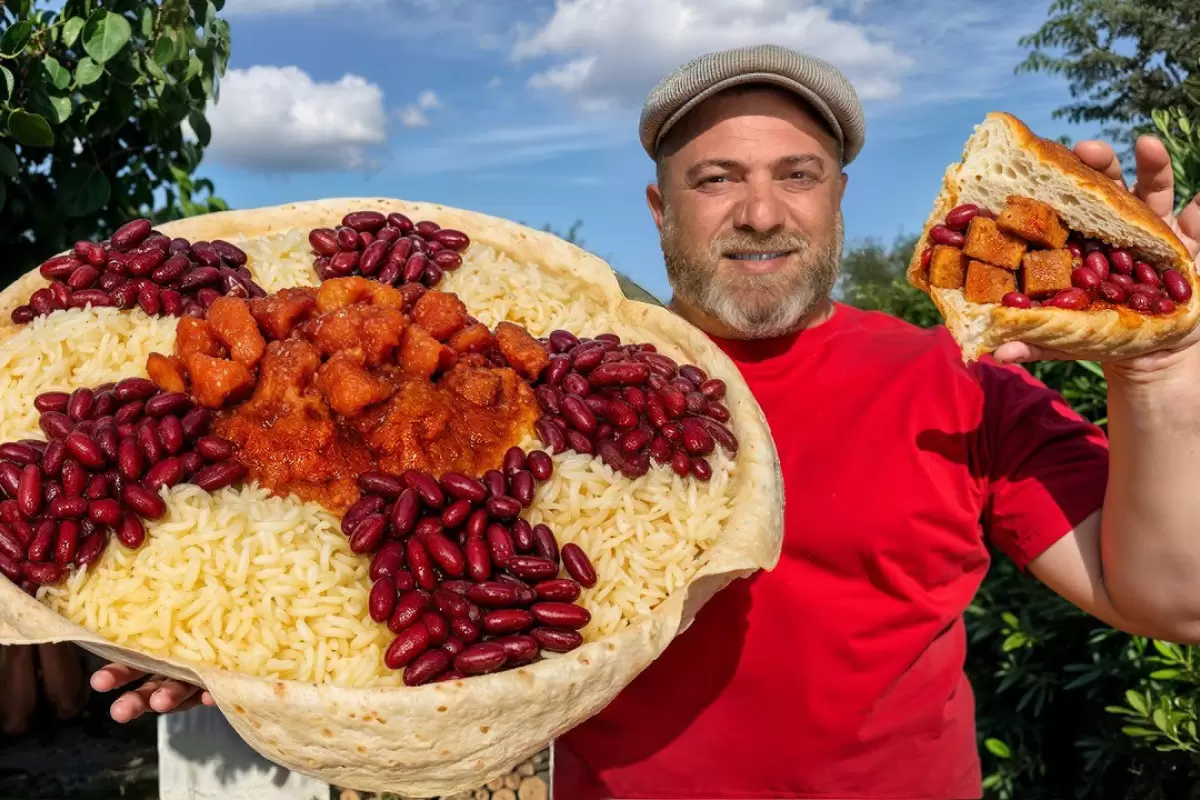 ببینید؛ غذای روستایی در آذربایجان؛ پخت یک چلو خورشت متفاوت با گوشت و بادمجان