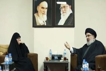 دیدار و گفت‌وگوی صمیمانه سید حسن نصرالله با فرزند شهید قاسم سلیمانی + فیلم