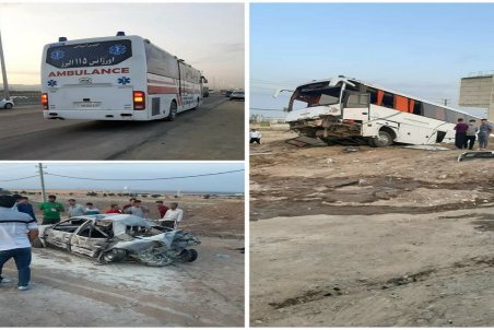 برخورد اتوبوس و ۲ دستگاه خودروی سواری در آزادراه قزوین - كرج/ ۲ نفر کشته شدند