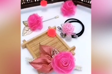 نحوه ساختن گل رز با روبان + فیلم