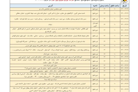 برنامه قطعی برق اهواز شنبه 19 تیر ۱۴۰۰