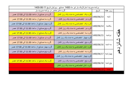 برنامه قطعی برق مرکزی یکشنبه 14 شهریور 1400