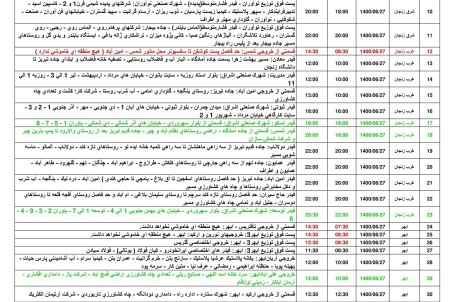 برنامه قطعی برق زنجان شنبه 27 شهریور 1400