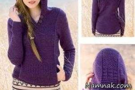 آموزش بافت بلوز و پلیور زنانه و دخترانه کلاه دار