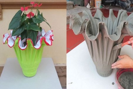 نحوه درست کردن گلدان با حوله + فیلم