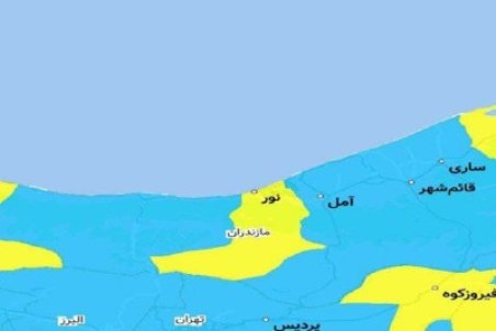 کم رنگ شدن رنگ آبی در نقشه کرونایی مازندران